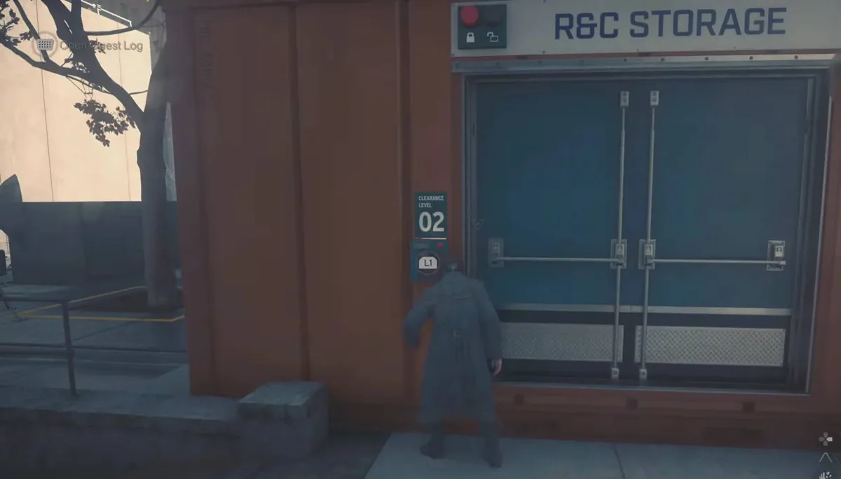 Storage room entrance behind the red containers