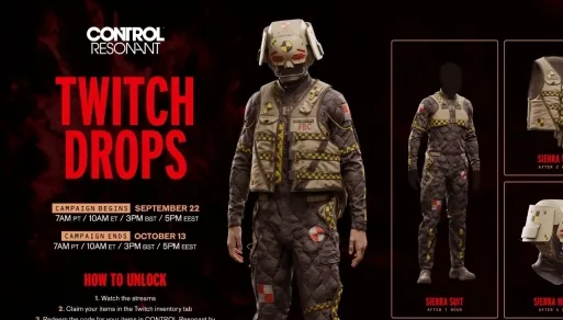 Control: Resonant Twitch Drops campaign rewards artwork